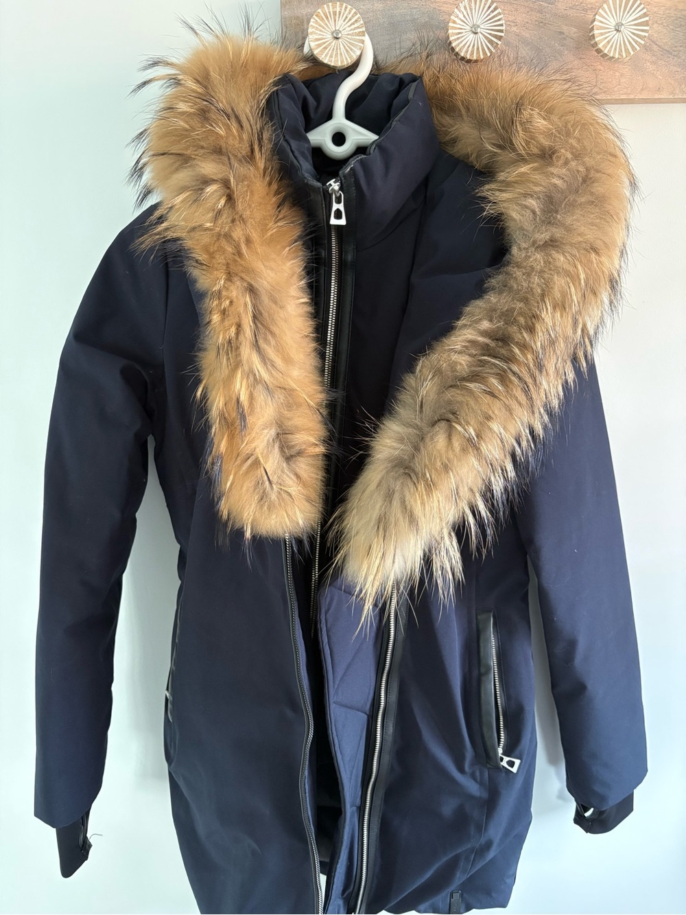 RUDSAK Navy Ski Jacket with Tan Fur Trim
